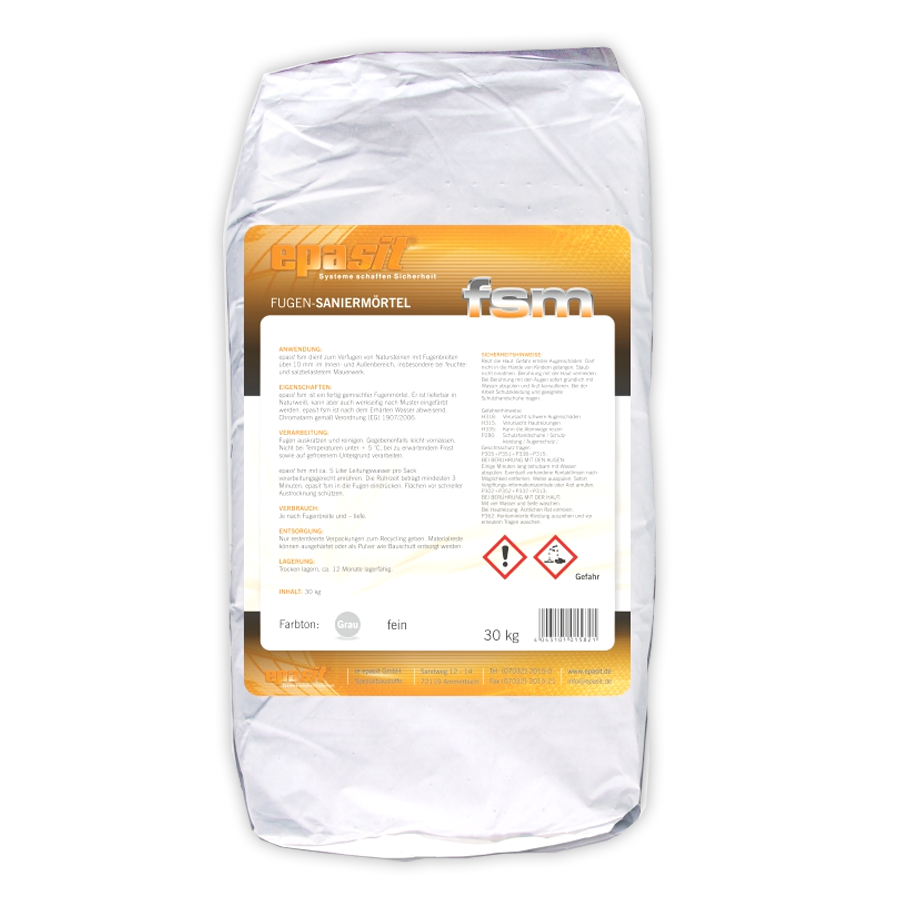 epasit fsm grau 30 kg zum Verfugen von Naturstein bei feuchte- und salzbelastetem Mauerwerk fertig gemischt Schreiter & Kroll