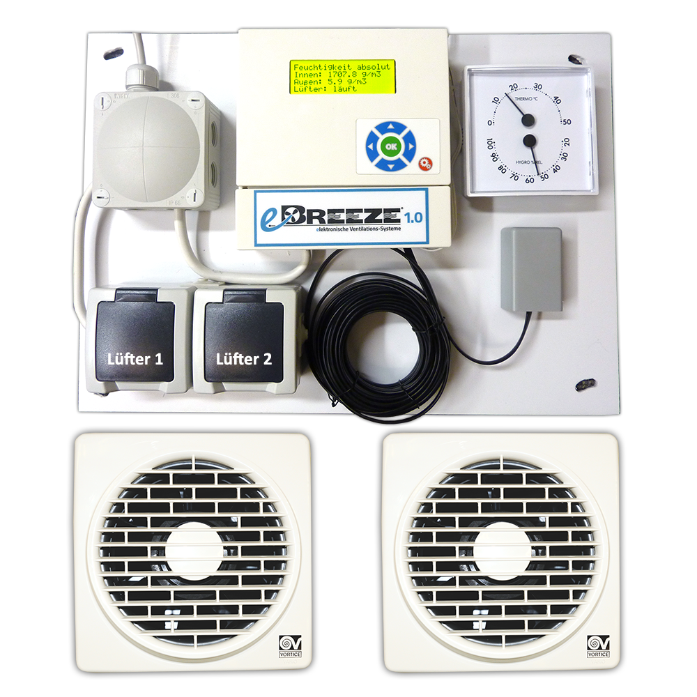 eBREEZE Taupunktlüftungssytem vormontiert inkl. 2 Ventilatoren