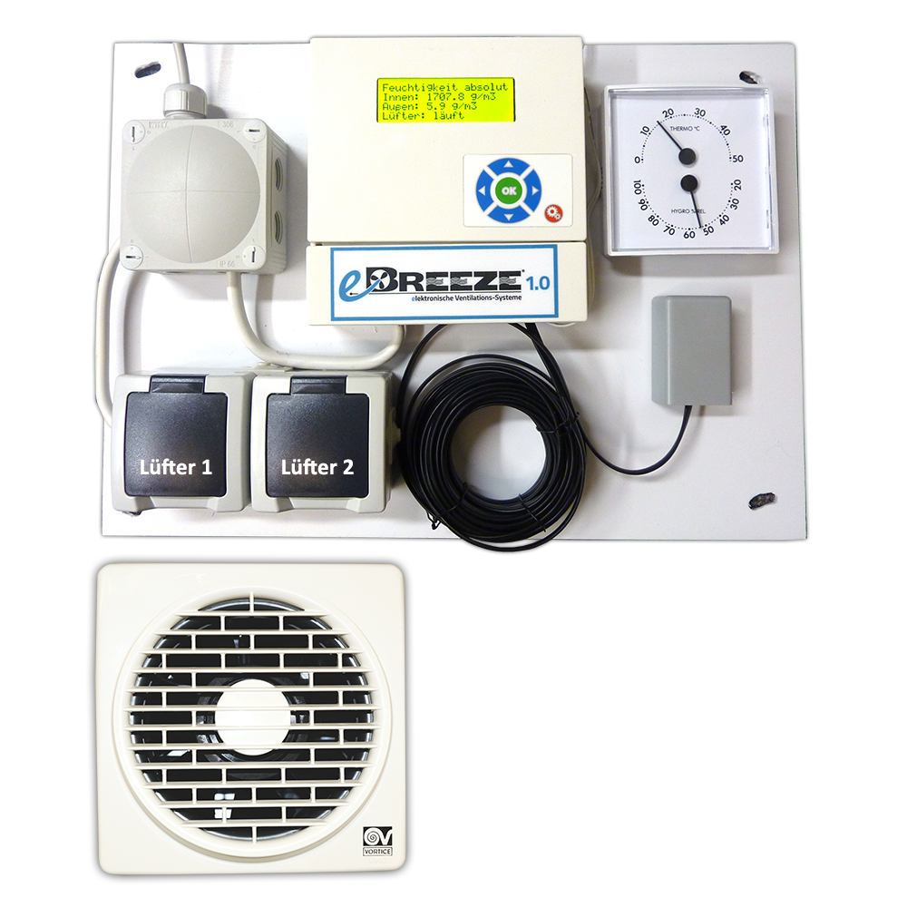 eBREEZE Taupunktlüftungssytem vormontiert inkl. 1 Ventilator