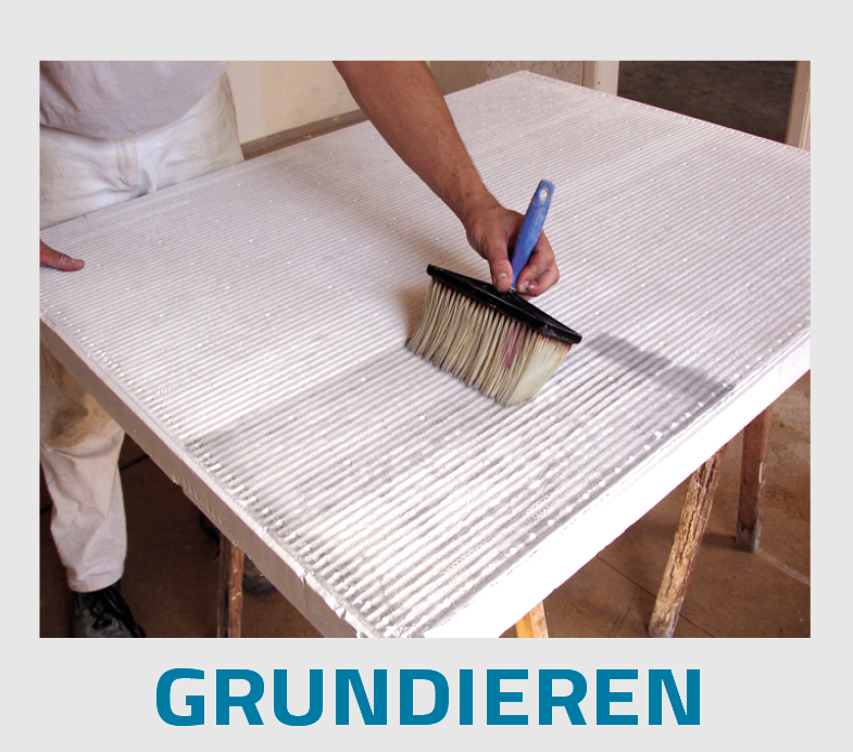 Vorbehnadlung von sicccatio Kalziumsilikat Klimaplatten mit Grundierung
